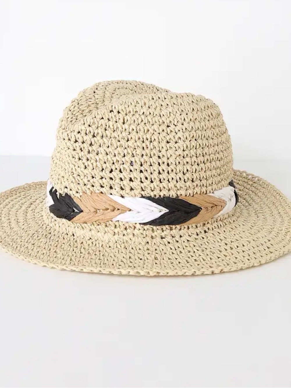 Lulus Woven Straw Sun Hat in Natural Tan with Black Trim